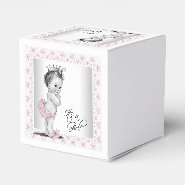 Vintage Rosa Princess Babydusche Geschenkschachtel (Rückseite)