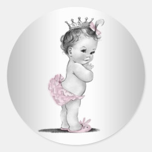 Vintage Rosa Prinzessin Baby Shower Aufkleber