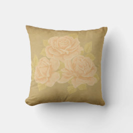 Vintage, rosa romantische Rose mit goldfarbenem Fl Kissen