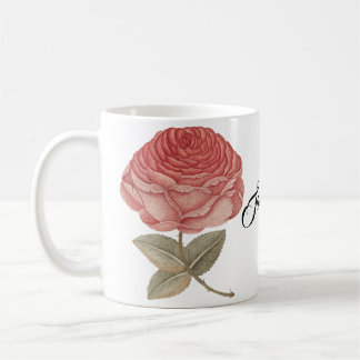 Vintage Rosa-Rosa-Abbildung Kaffeetasse