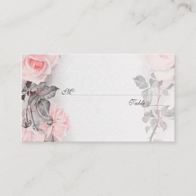Vintage Rosa-Rose-Hochzeiten Platzkarten (Vorderseite)