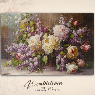 Vintage rosa Rose & Lilac Bouquet Kunstvoll wander