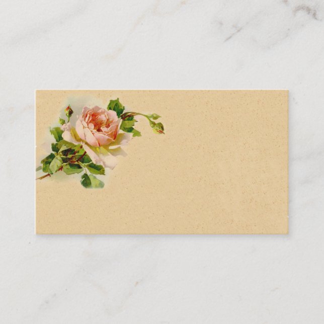 Vintage Rosa-Rose-Visitenkarte Visitenkarte (Vorderseite)