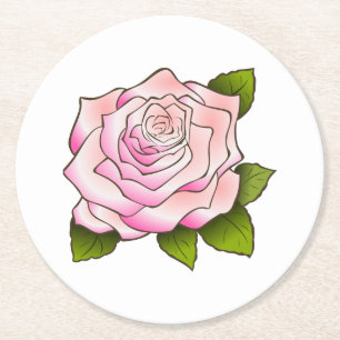 Vintage rosa Rose Zeichnend Runder Pappuntersetzer
