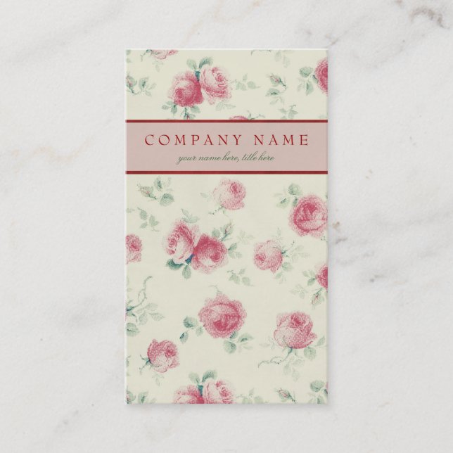 Vintage rosa Rosen-Beschaffenheit Visitenkarte (Vorderseite)
