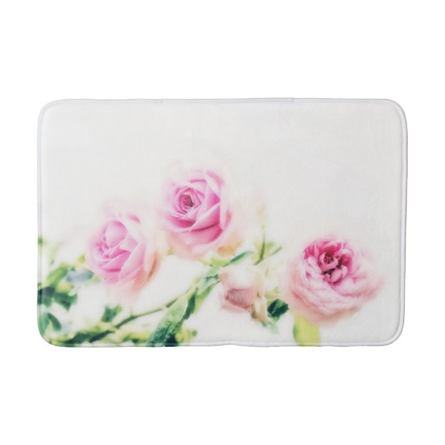 Vintage rosa Rosen-Blume Badematte (Vorderseite)