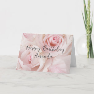 Vintage rosa Rosen & elegante Spitze - Geburtstag Karte
