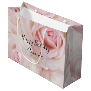 Vintage-Rosa-Rosen Eleganter Blumenstrauß Geburtst Große Geschenktüte