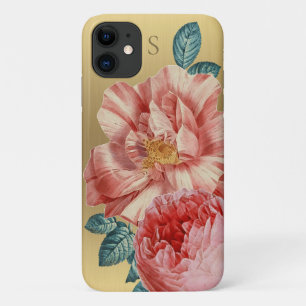 Vintage Rosa Rosen mit Name Monogram Case-Mate iPhone Hülle