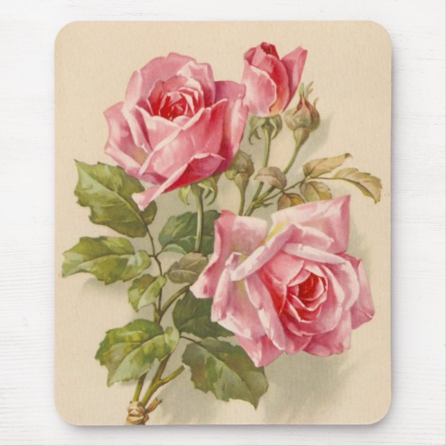 Vintage rosa Rosen Mousepad (Vorne)