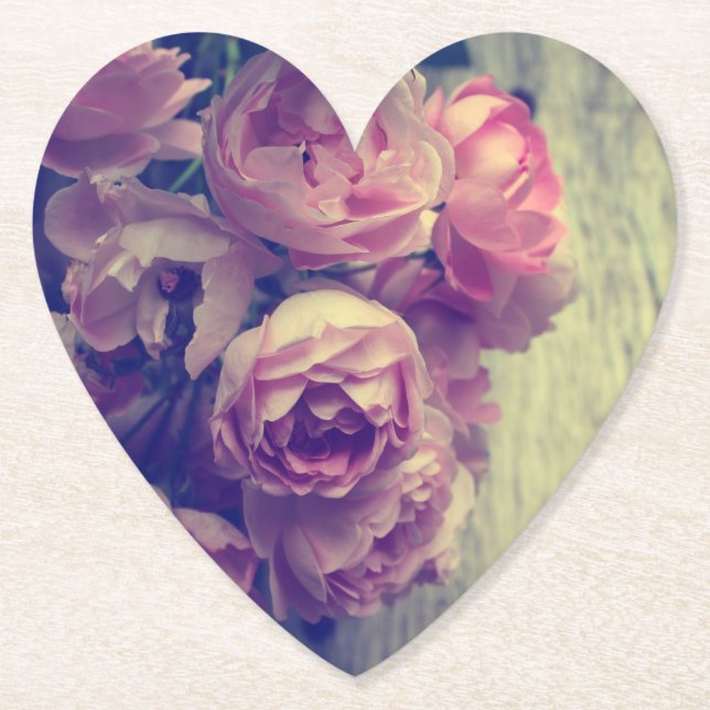 Vintage Rosa Rosen Untersetzer (Vorderseite)