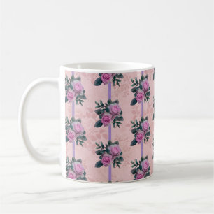 Vintage rosa Rosen verblasste antike Damaske Kaffeetasse