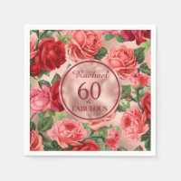 Vintage rosa Rote Rosen 60 und fabelhafter Geburts