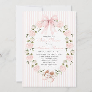 Vintage-Rosa-Schleife Mädchen-Baby-Party  Einladung