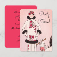 Vintage Rosa Schneeszene Party Einladung