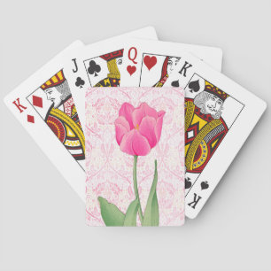 Vintage Rosa Tulip Blume Kartenspielen Spielkarten
