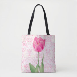 Vintage Rosa Tulip Blume Totbeutel Tasche