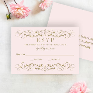 Vintage Rosa- und Antiquitätenhochzeit Geblüht RSVP Karte
