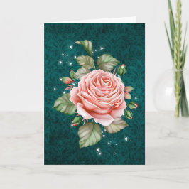 Vintage Rosa und elegantes Aquamarines Denken Karte