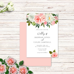 Vintage-Rosa- und Elfenblüten-Rosengirlande Einladung