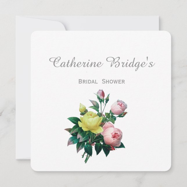 Vintage rosa und gelb-rosa Blume Brautparty Einladung (Rückseite)