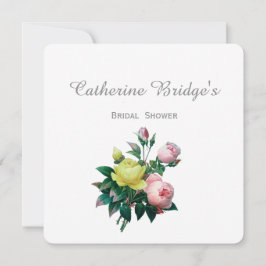 Vintage rosa und gelb-rosa Blume Brautparty Einladung