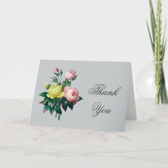 Vintage rosa und gelbe Blume Danke (Vorderseite)