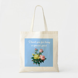 Vintage rosa und gelbe Blume Danke Tragetasche