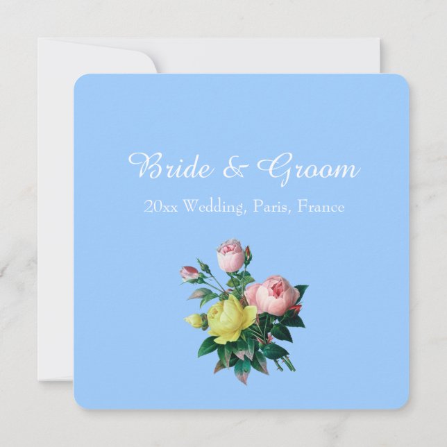 Vintage Rosa- und Rosenhochzeit Einladung (Rückseite)