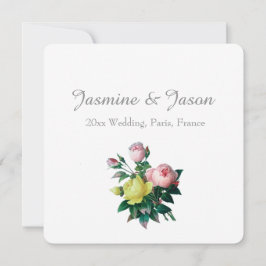 Vintage Rosa- und Rosenhochzeit Einladung