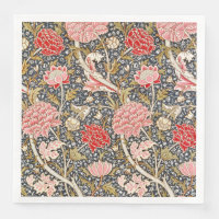 Vintage Rosa und Rote Blume von William Morris