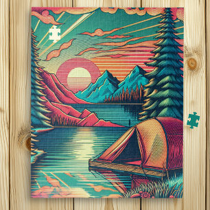 Vintage Rosa und Türkis Camping Thema