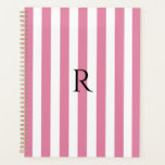 Vintage, rosa und weiße Streifen Planer<br><div class="desc">Modernes,  Vintag gestreiftes Design. Vertikale Streifen Muster Design in schicken französischen klassischen eleganten rosa und weiß Farbe.</div>