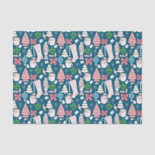 Vintage Rosa Weihnachten - Aquamarines blaues Gewe Seidenpapier