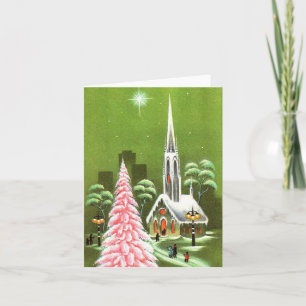 Vintage Rosa Weihnachtsbaumkarte Karte