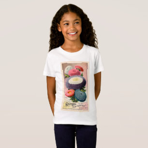 Vintage Rosa-Weiße Aster-Blume Malerei T-Shirt