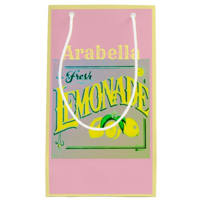 Vintage rosa Zitronenpresse Zitronenfrucht Sommer Kleine Geschenktüte (Vorderseite)