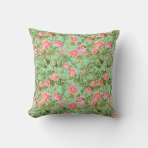 Vintage-Rosakissen in Mint-Aqua Kissen