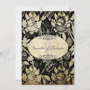 Vintage Rose 12x18 Schwarz + Pergament Einladung