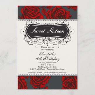 Vintage Rose 16 . Geburtstag Geburtstag Einladung