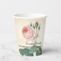 Vintage Rose 80. Geburtstagsfeier Papiertasse