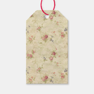 Vintage Rose alte gequälte Stoffmuster Geschenkanhänger