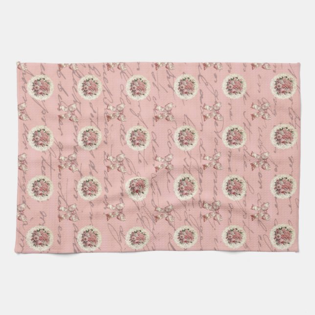 Vintage Rose Antike Briefe Geschirrtuch (Horizontal)