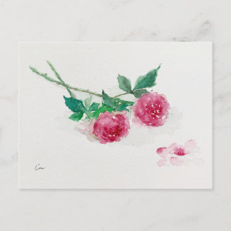 Vintage Rose Aquarellfarben Blume Postkarte