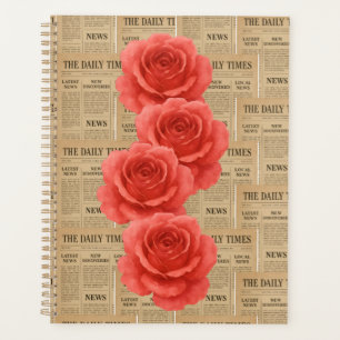 Vintage Rose auf antikem Papier Planer