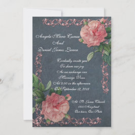 Vintage Rose auf der Tafel Hochzeit Einladung