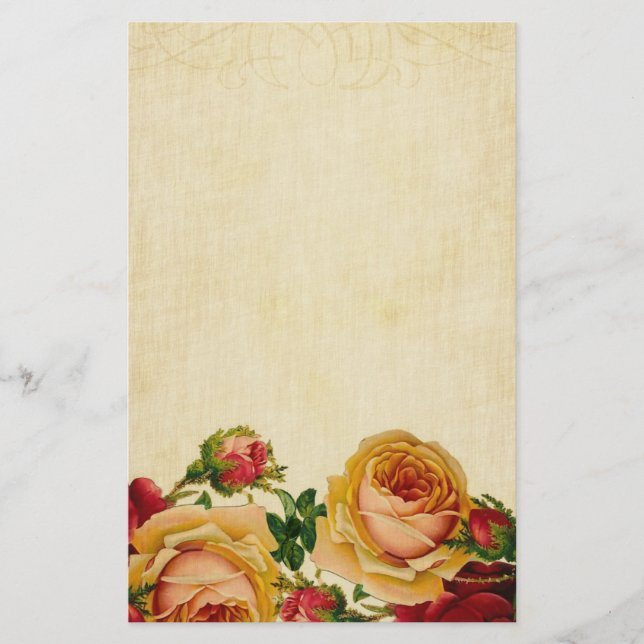 Vintage Rose auf Pergament Briefpapier (Vorderseite)