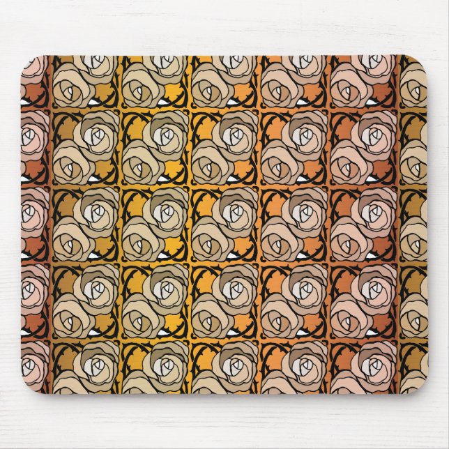 Vintage Rose aus Schwarz und Gold Mousepad (Vorne)