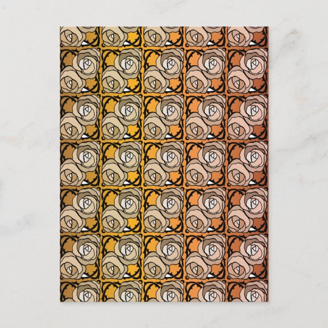 Vintage Rose aus Schwarz und Gold Postkarte (Vorderseite)