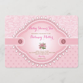 Vintage Rose Babydusche Tee Party Einladung